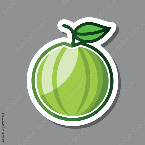 Honeydew sticker isolated on light gray backdrop with white outline