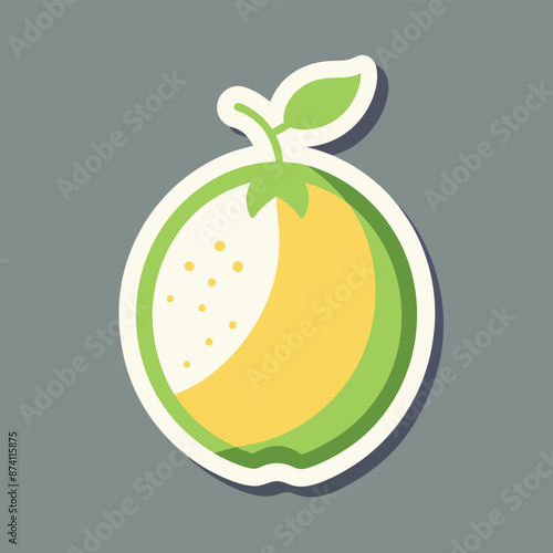 Honeydew sticker isolated on light gray backdrop with white outline