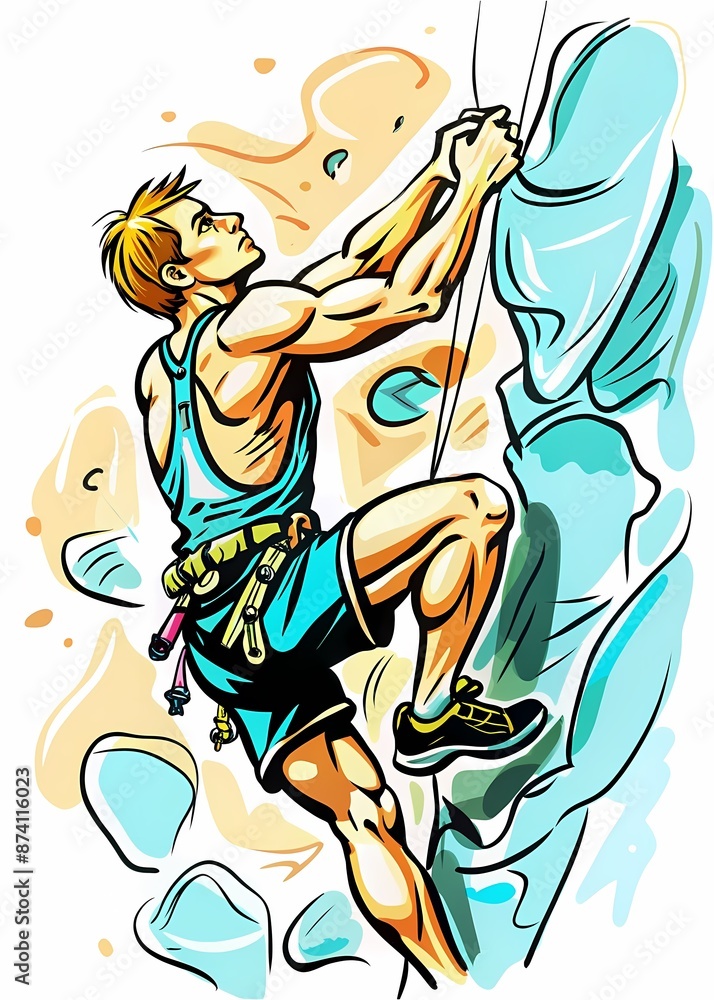 Climb to the Summit: Mastering the Art of Rock Climbing - Ideal for use in magazines, websites, or brochures related to outdoor activities, climbing equipment advertising Climb to the Summit: Mastering the Art of Rock Climbing - Ideal for use in magazines, websites, or brochures related to outdoor activities, climbing equipment advertising