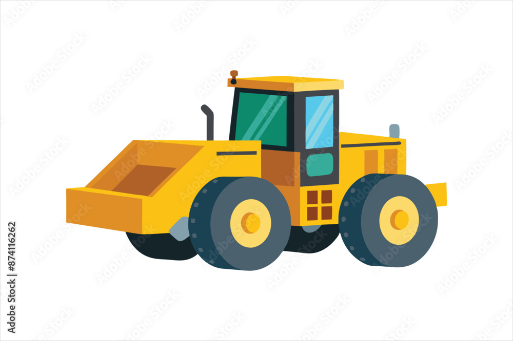 Fototapeta premium realistic Wheel Tractor Scraper Construction vehicle vector art illustration
