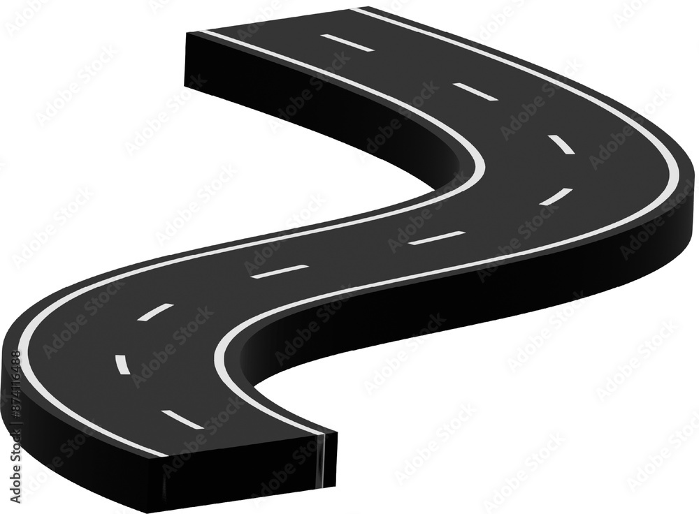 Curved road with white markings, route, street, highway Curved road with white markings, route, street, highway
