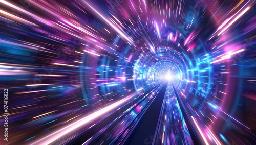 Animated speed of light with orange and blue colors, colorful background, stock image