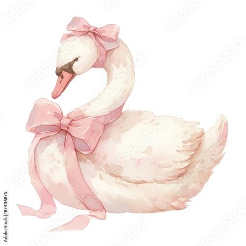 Fototapeta Naklejka Na Ścianę i Meble -  Coquette swan dessert wedding animal.