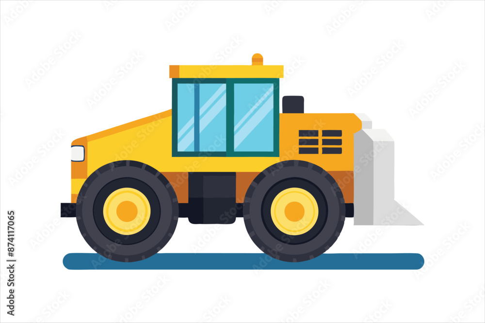 Fototapeta premium realistic Wheel Tractor Scraper Construction vehicle vector art illustration