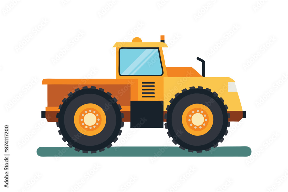 Obraz premium realistic Wheel Tractor Scraper Construction vehicle vector art illustration