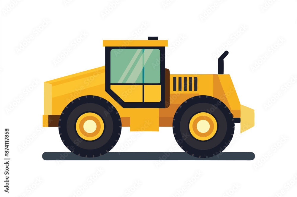 realistic Wheel Tractor Scraper Construction vehicle vector art illustration realistic Wheel Tractor Scraper Construction vehicle vector art illustration