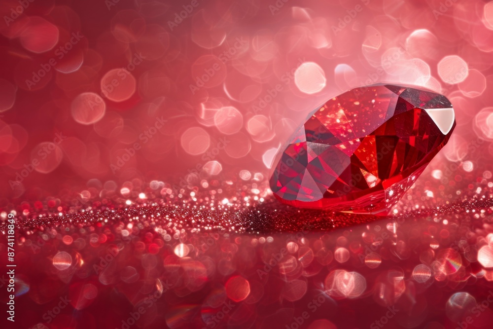 Red Gemstone on Sparkling Background Red Gemstone on Sparkling Background