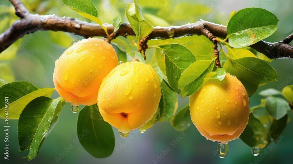 yellow apricots hanging on the tree yellow apricots hanging on the tree