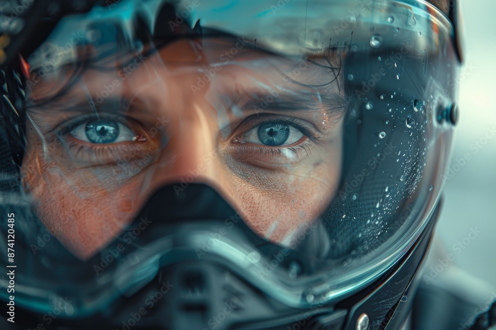 Close-up of Motorcyclist's Eyes Through Helmet Close-up of Motorcyclist's Eyes Through Helmet