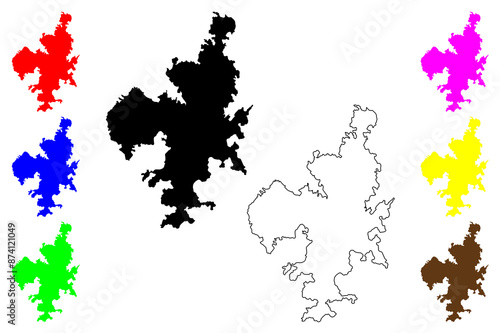 Geojedo island (Republic of Korea, ROK) map vector illustration, scribble sketch Koje or Geoje Island map