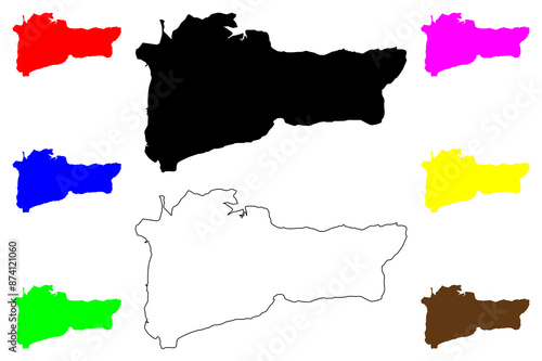 Great island (Republic of Ireland) map vector illustration, scribble sketch An tOilean Mor map