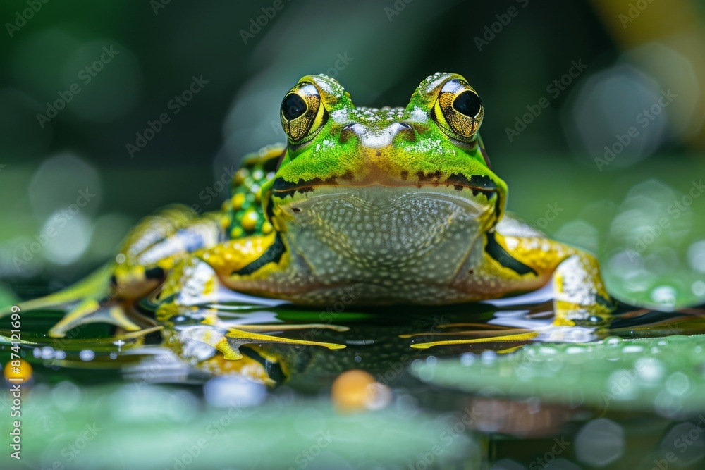 Fototapeta premium Close-up of a frog on a lily pad