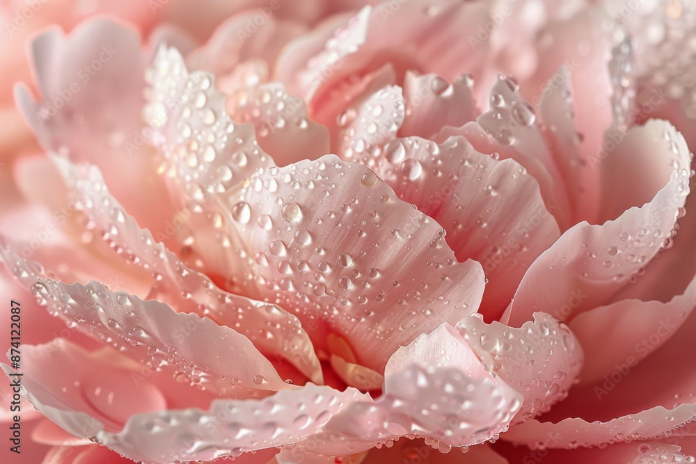Close-up of Dew-covered Pink Peony Flower Close-up of Dew-covered Pink Peony Flower