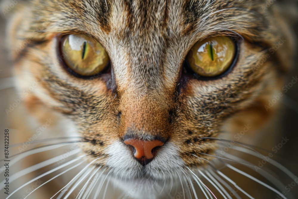 Close-up of Cat's Face with Intense Yellow Eyes Close-up of Cat's Face with Intense Yellow Eyes