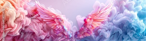 Abstract Pink and Blue Angel Wings. © MNFTs