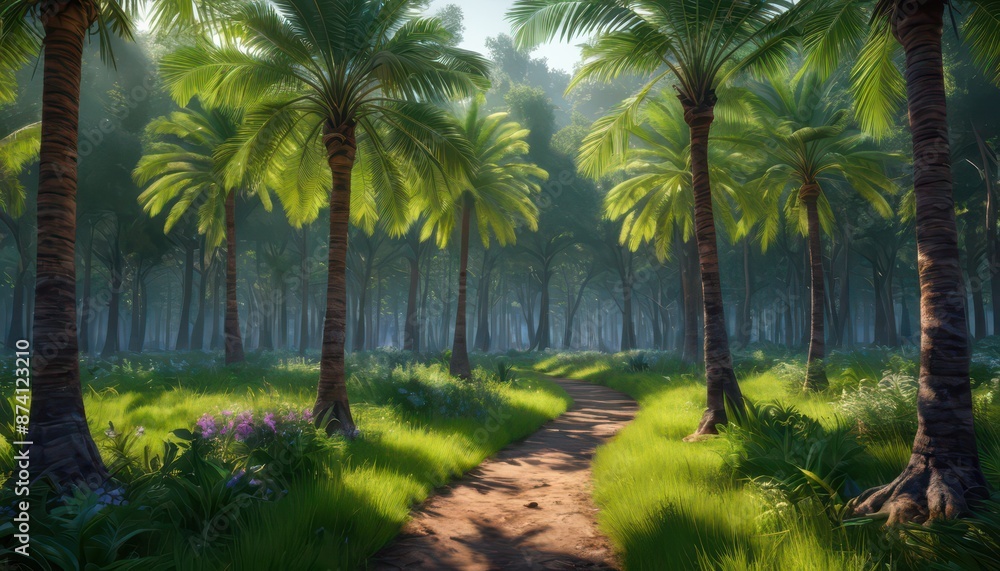 Path through Tropical Palm Forest. Path through Tropical Palm Forest.