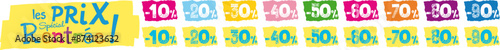 Promotions rentrée scolaire au surligneur fluo, étiquettes de prix rentrée des classes
