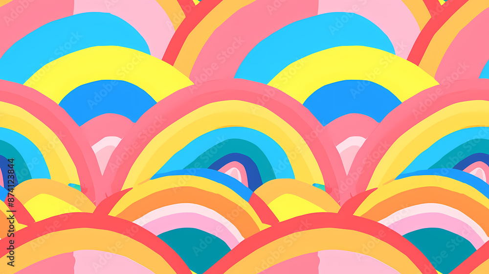 an simple colorful pattern of rainbows. Retro style. - Seamless tile. Endless and repeat print. an simple colorful pattern of rainbows. Retro style. - Seamless tile. Endless and repeat print.