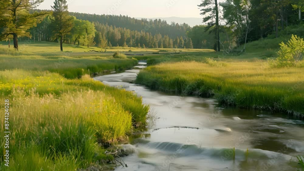 In the distance a small stream trickles through the meadow providing a peaceful soundtrack for the cookout. In the distance a small stream trickles through the meadow providing a peaceful soundtrack for the cookout.