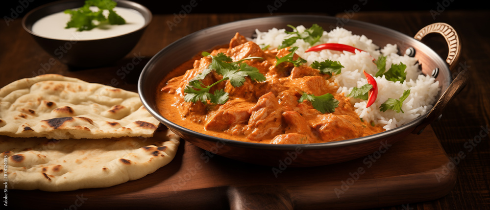 Classic Butter Chicken with Naan and Rice Classic Butter Chicken with Naan and Rice