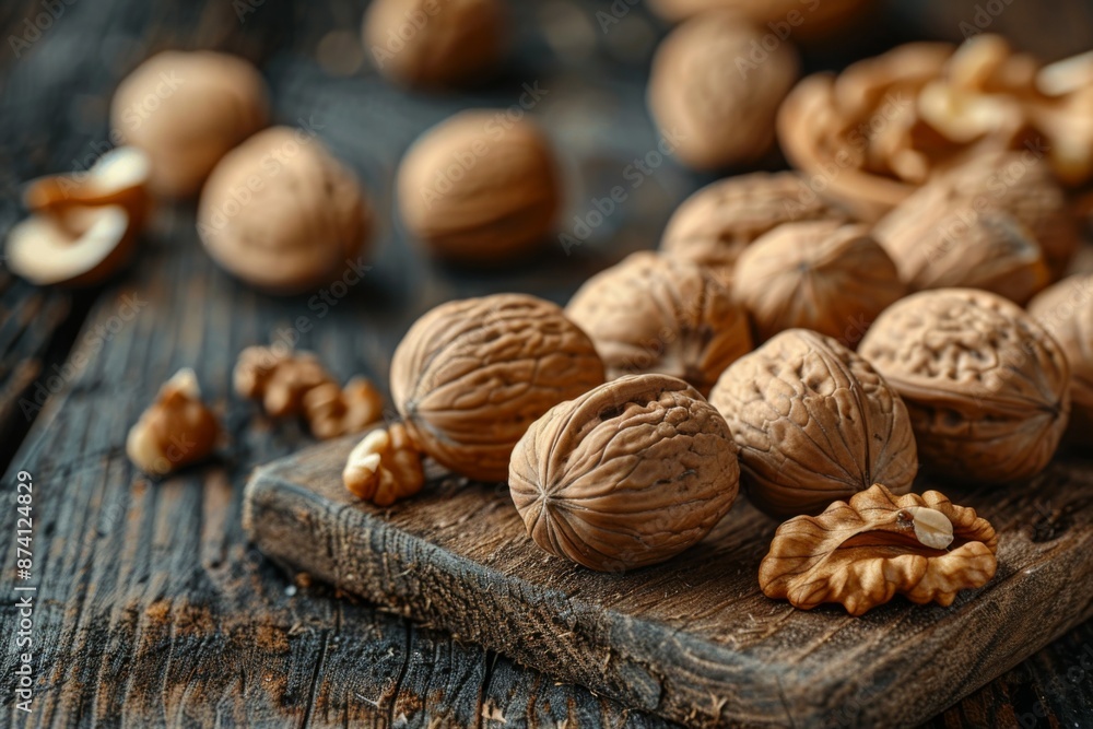 Fresh Walnuts on Wooden Table Fresh Walnuts on Wooden Table