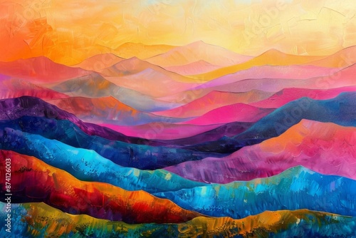 Colorful Abstract Mountain Landscape