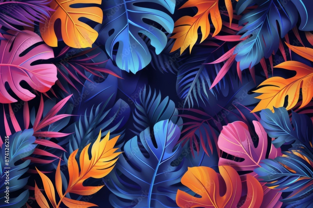 Colorful Tropical Leaves Pattern Colorful Tropical Leaves Pattern