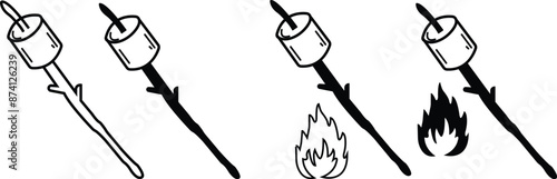 bonefire and marshmellow icon set element of camping icon for mobile concept and web apps. Thin line bonefire and marshmellow can be used for web and mobile. Premium icons on transparent background.
