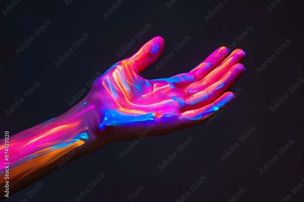 Obraz premium Fluorescent Paint on Hand
