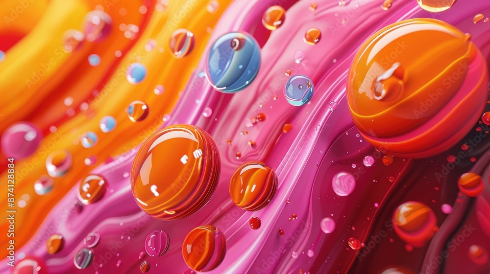 Obraz premium Creative Composition of Cartoon Droplets in Artistic Sketch with Hyperrealism Texture and Acrylic Medium