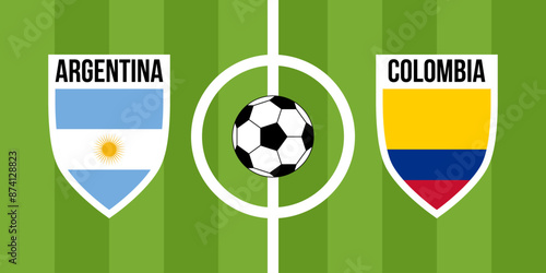 argentina vs colombia, teams shield shaped national flags