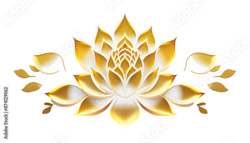 Gold lotus flower isolated on white background