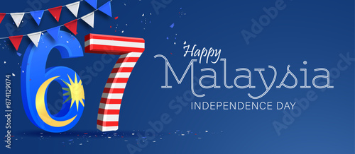 Happy 31st August Malaysia Independence Day Vector Illustration. Design for 67th National Day Poster Banner Template