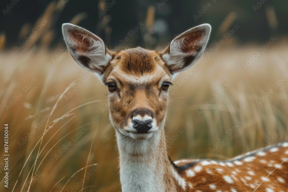 Close-up of a young deer in a field Close-up of a young deer in a field