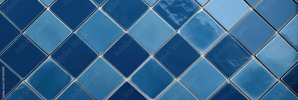 Blue and Gray Diamond-Shaped Tiles with Glossy Finish Blue and Gray Diamond-Shaped Tiles with Glossy Finish