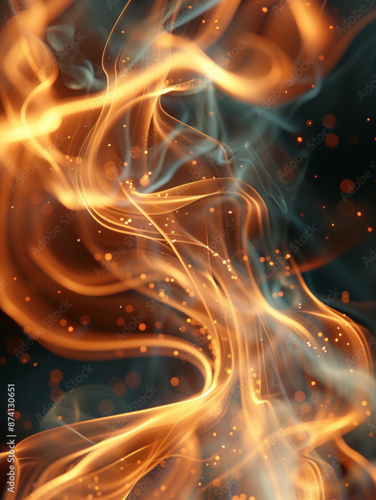 Dynamic swirls of orange and yellow light against a dark backdrop Dynamic swirls of orange and yellow light against a dark backdrop