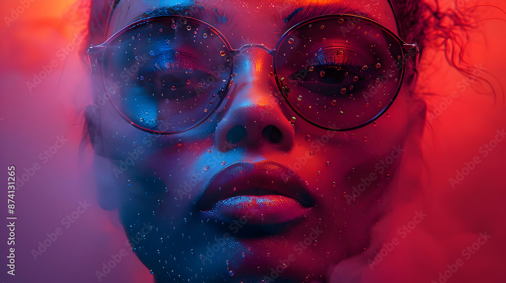 Woman with Sunglasses in Neon Light - Illustration Woman with Sunglasses in Neon Light - Illustration