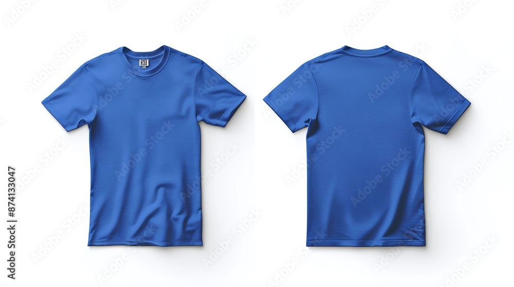 A blue t-shirt from the back and the front. A blue t-shirt from the back and the front.