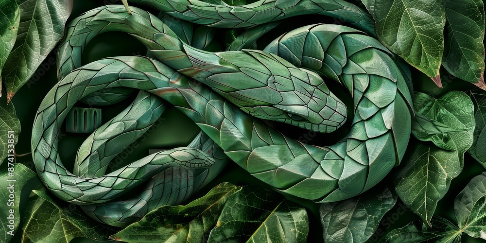 Fototapeta premium Celebration Chinese new year with symbol of the year 2025 - green wooden snake