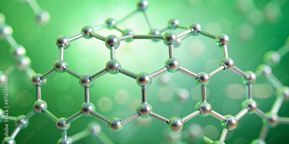 Fototapeta premium 3D Molecular Structure - Green Background - Abstract Science