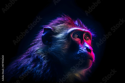 Wallpaper Mural Neon Monkey Portrait - Realistic Animal Photography Torontodigital.ca