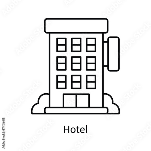 Hotel vector outline Design illustration. Symbol on White background EPS 10 File 