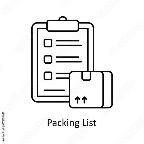 Packing List vector outline Design illustration. Symbol on White background EPS 10 File 