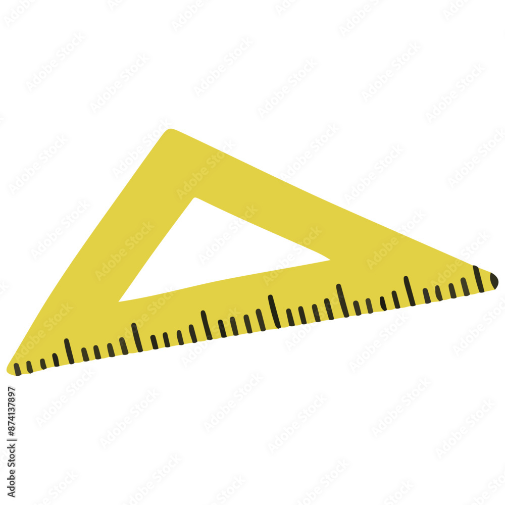 Cute stationery Ruler Triangle Ruler Protractor. Hand drawn illustration Cute stationery Ruler Triangle Ruler Protractor. Hand drawn illustration
