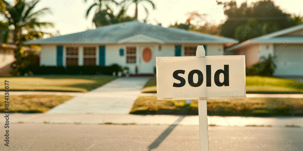 A house with a white sign that says A house with a white sign that says