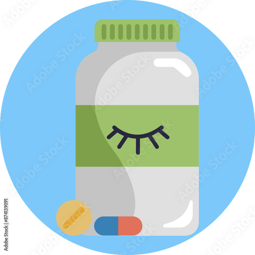This icon represents sleep aids or medications commonly used to help with sleep disorders and ensure restful nights.