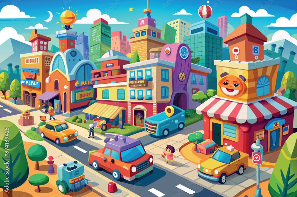 Naklejka premium Cartoon animated background image and illustration