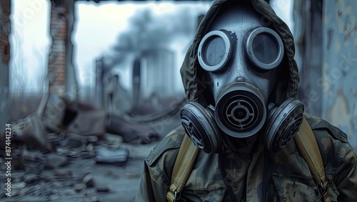 Post-Apocalyptic Survivor in Gas Mask