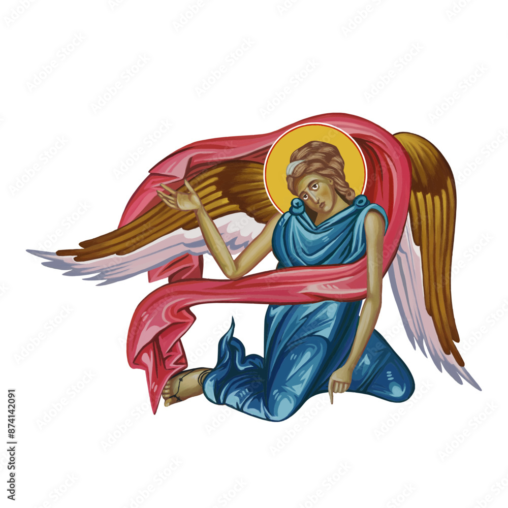 Fototapeta premium Angel illustration in Byzantine style 