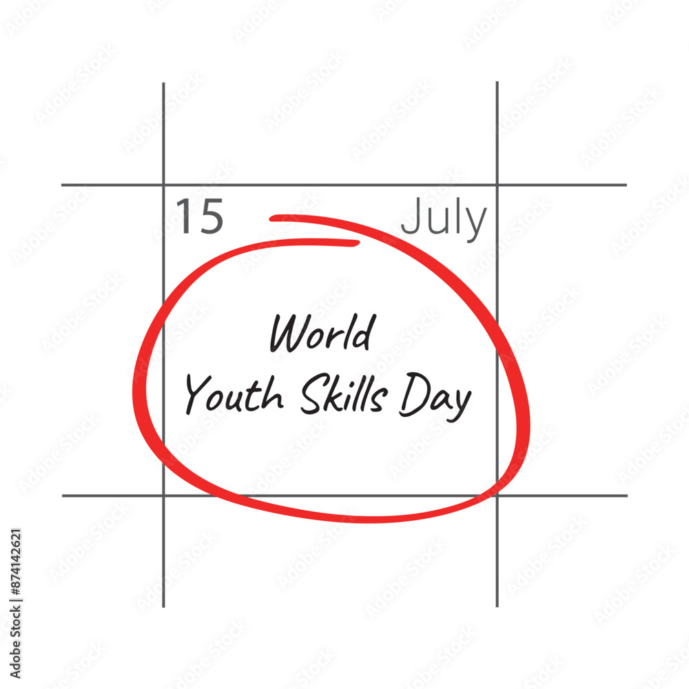 Obraz premium world youth skills day observed every year in July.